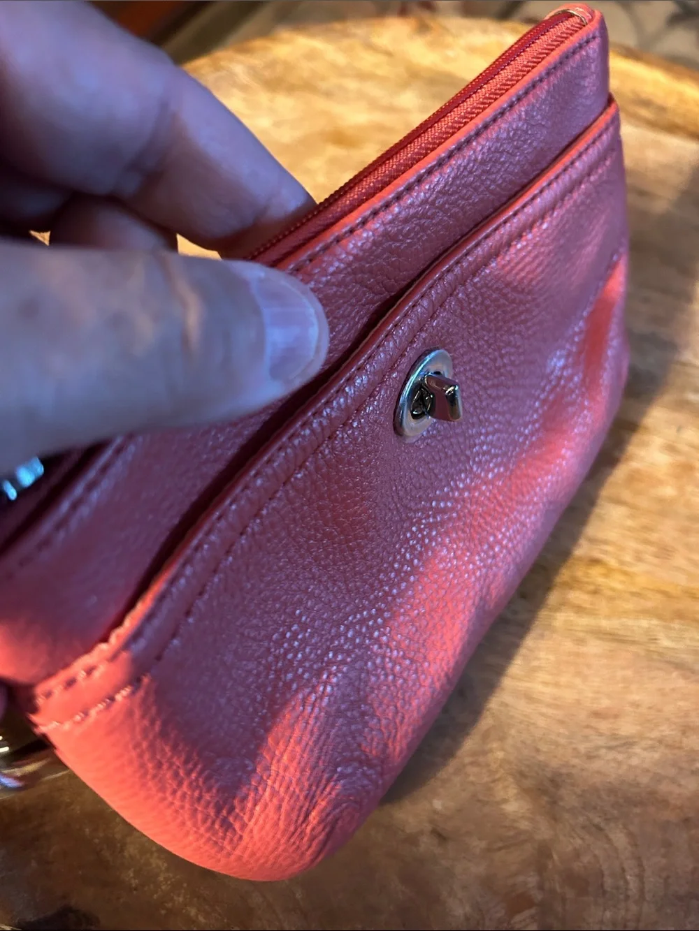 Coach Coral Leather Wristlet Clutch